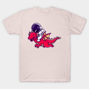 Astronaut Riding Dragon Cartoon T-Shirt